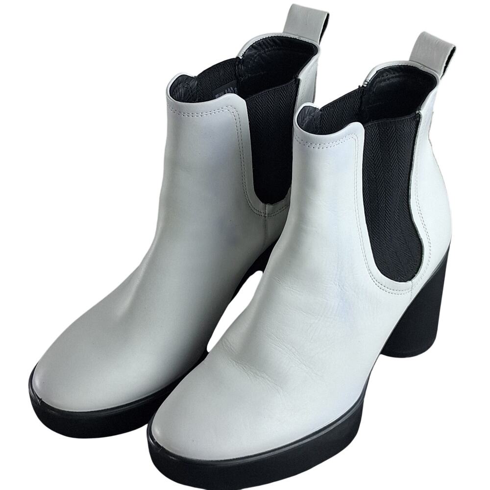 Ecco Sculpted Motion 55 White Leather Chelsea Boots Women's 6.5 EU 37